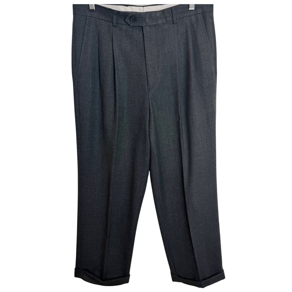 Versace Classic V2 Men’s Wool Pleated Dress Pants Gray Mens Size 32 Cuffed Italy